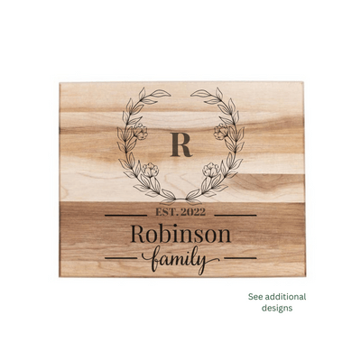 Last Name with Est Year Maple Wood Cutting Board