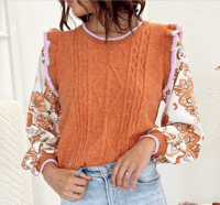 Image 1 of PRETTY THING RUFFLE SLEEVE SWEATER
