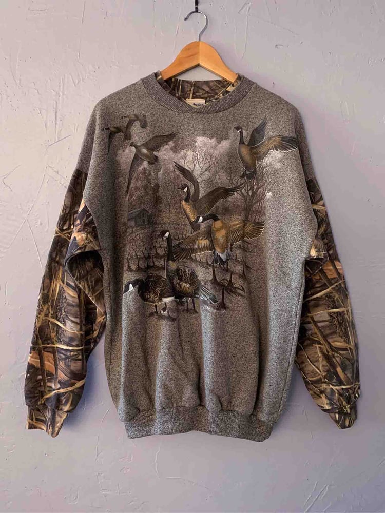 Image of Geese Camo Crewneck Sweatshirt - Made in USA - L