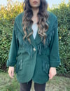 Vintage Green Lorovi Wool & Leather Fringe Coat (L)