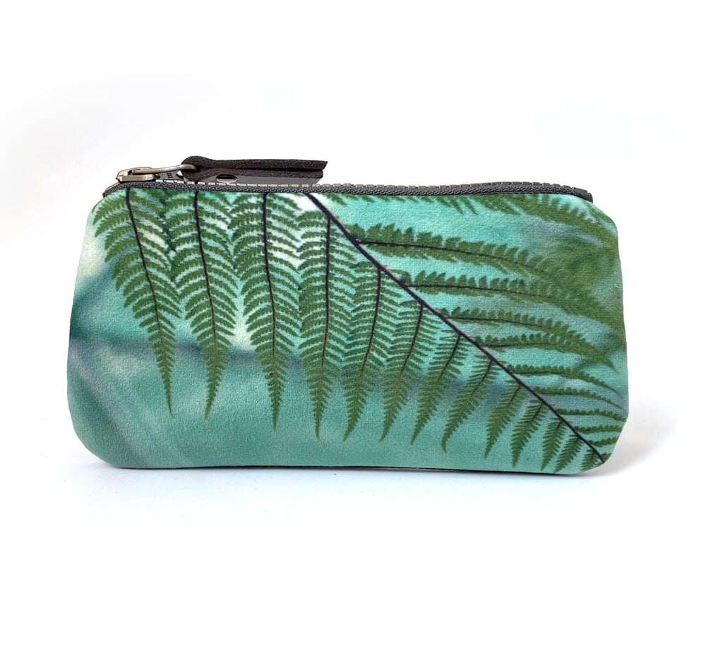Image of Fern, velvet zipper purse with plant-dyed lining