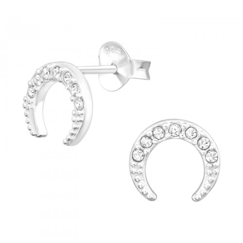 Image of Luna Moon Crystal Stud Earrings (Sterling Silver)
