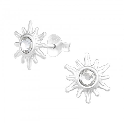 Image of Sun Crystal Stud Earrings (Sterling Silver)