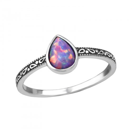 Image of Multi Lavender Opal Teardrop Ring (Sterling Silver)