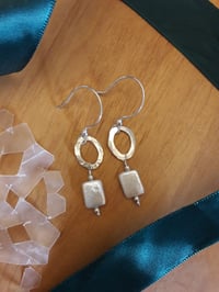 Image 1 of Square Pearl Drop Earrings, 4WS