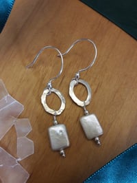 Image 2 of Square Pearl Drop Earrings, 4WS