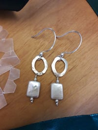 Image 3 of Square Pearl Drop Earrings, 4WS