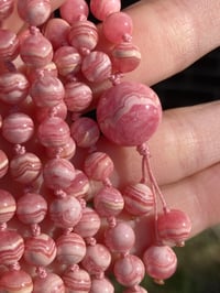 Image 4 of Rhodochrosite Mala, Rhodocrosite 108 Beads Japa Mala Hand Knotted Gemstone Necklace