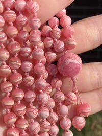 Image 3 of Rhodochrosite Mala, Rhodocrosite 108 Beads Japa Mala Hand Knotted Gemstone Necklace