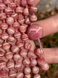 Image 2 of Rhodochrosite Mala, Rhodocrosite 108 Beads Japa Mala Hand Knotted Gemstone Necklace