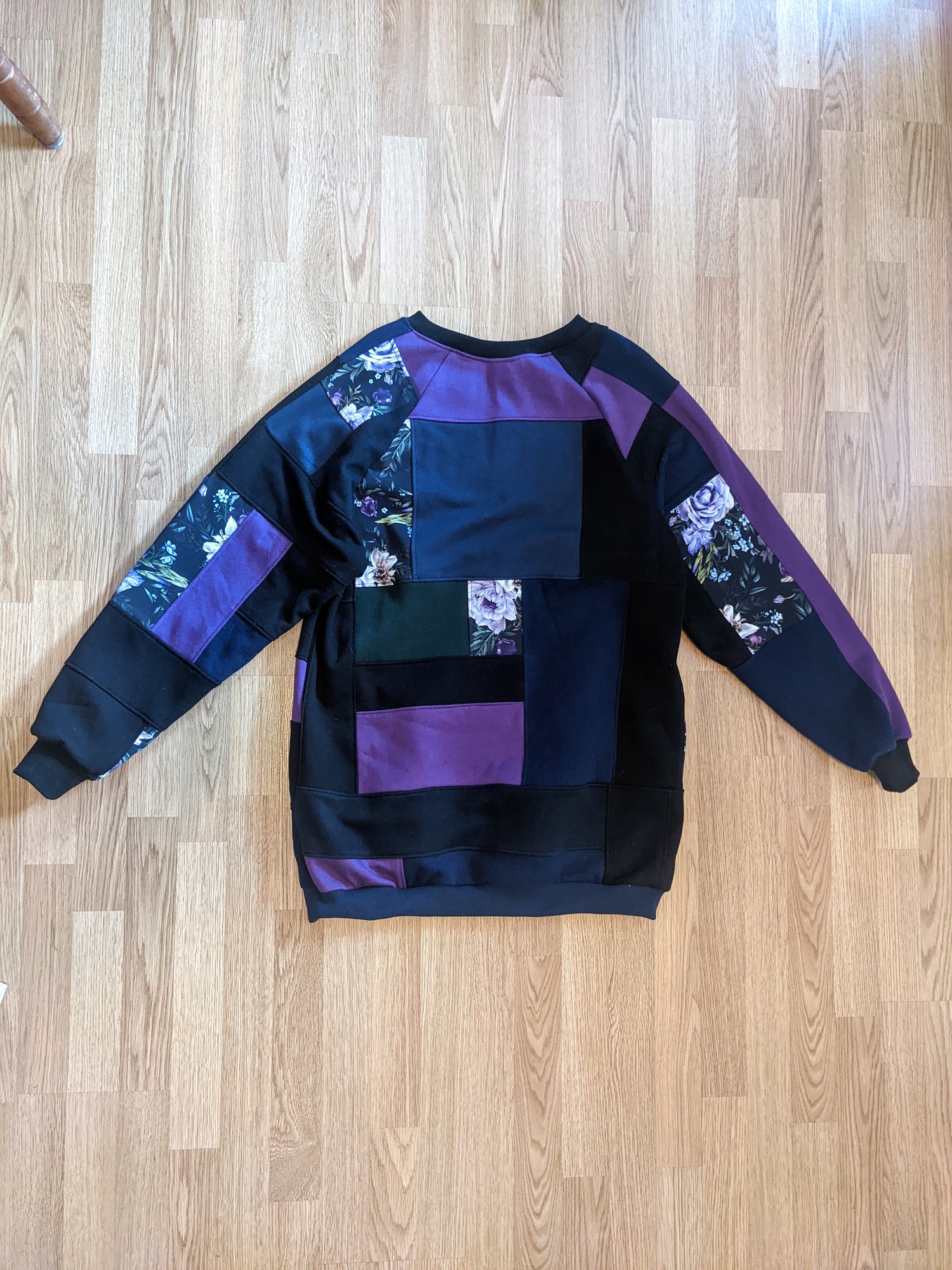 Image of OAK Large Dark Floral Patchwork Crewneck Sweatshirt