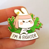 Image 1 of Fighter Bunny Enamel Pin