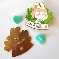 Image 2 of Fighter Bunny Enamel Pin