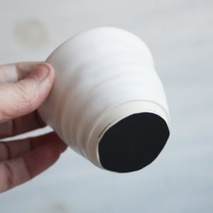 Image of Simple Matte White Match Striker Cup, Handcrafted Stoneware Shot Glass, Made in USA