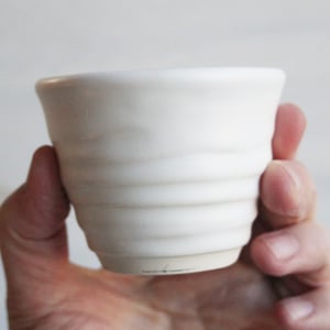Image of Simple Matte White Match Striker Cup, Handcrafted Stoneware Shot Glass, Made in USA