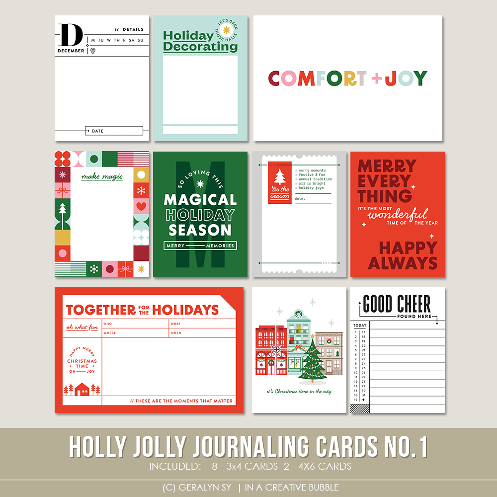 Image of Holly Jolly Journaling Cards No.1 (Digital)