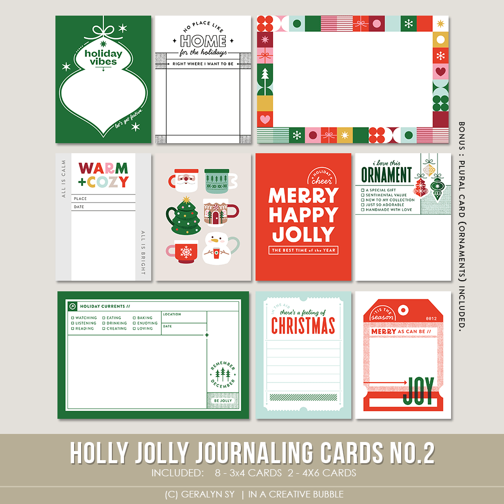 Image of Holly Jolly Journaling Cards No.2 (Digital)
