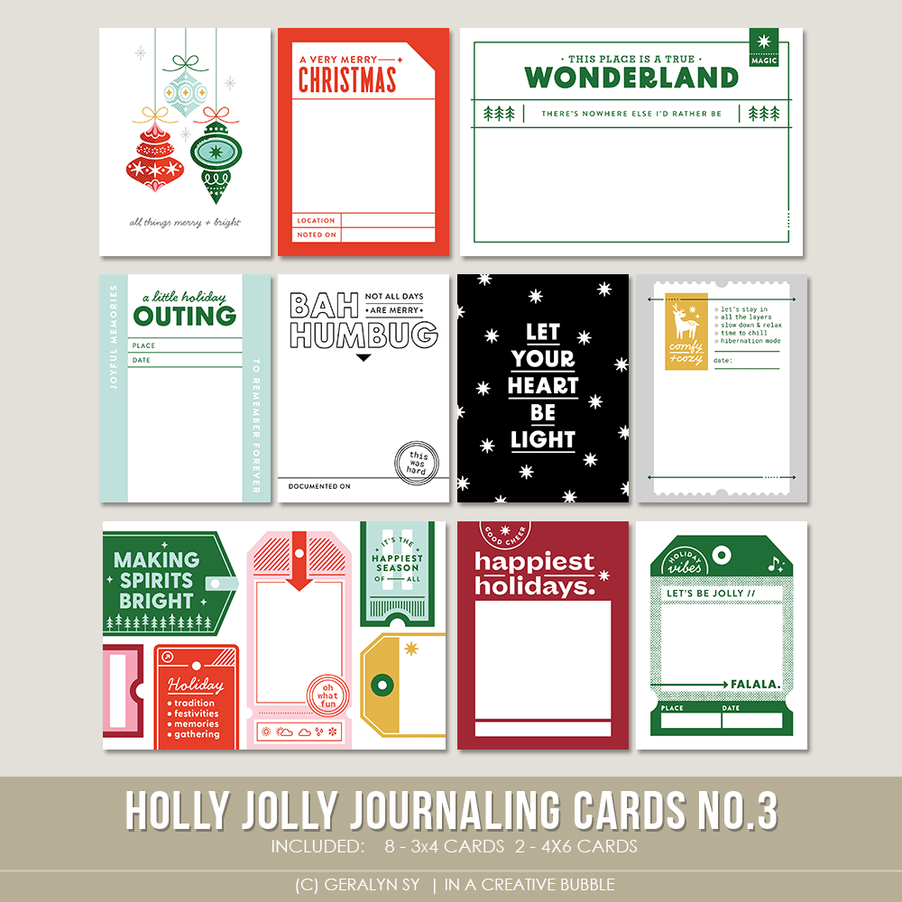 Image of Holly Jolly Journaling Cards No.3 (Digital)