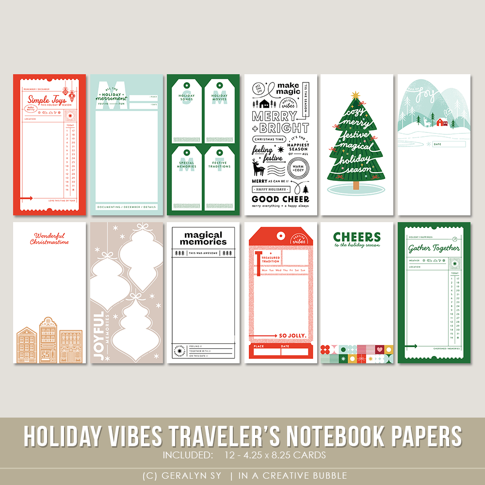 Image of Holiday Vibes Traveler's Notebook Papers (Digital)