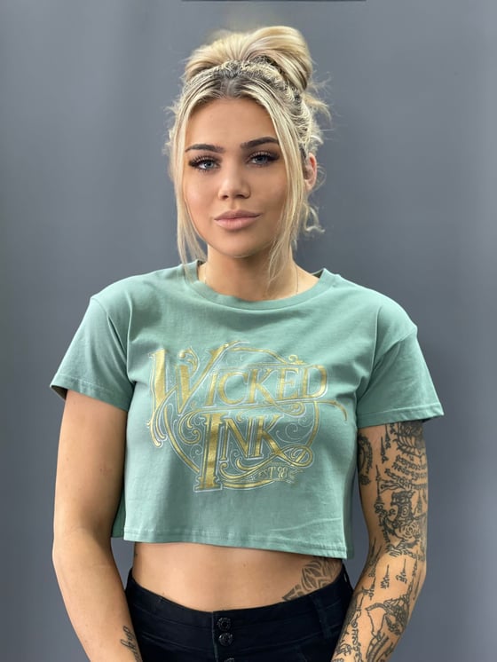 Image of Ladies Crop in Sage Green