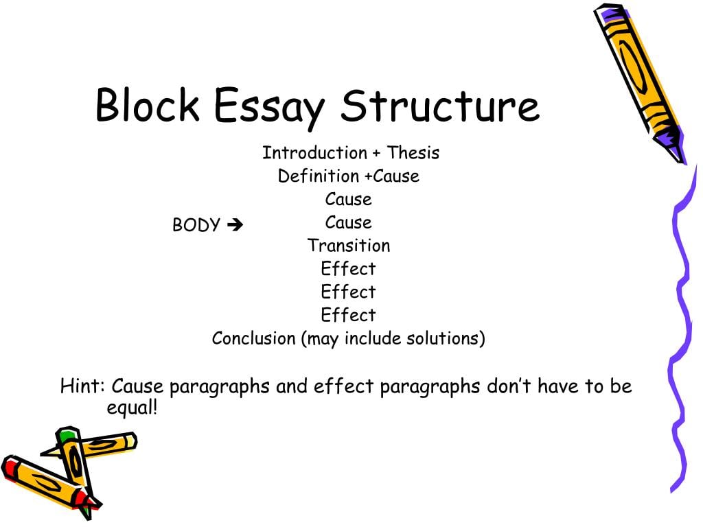 cause and effect essay block organization example