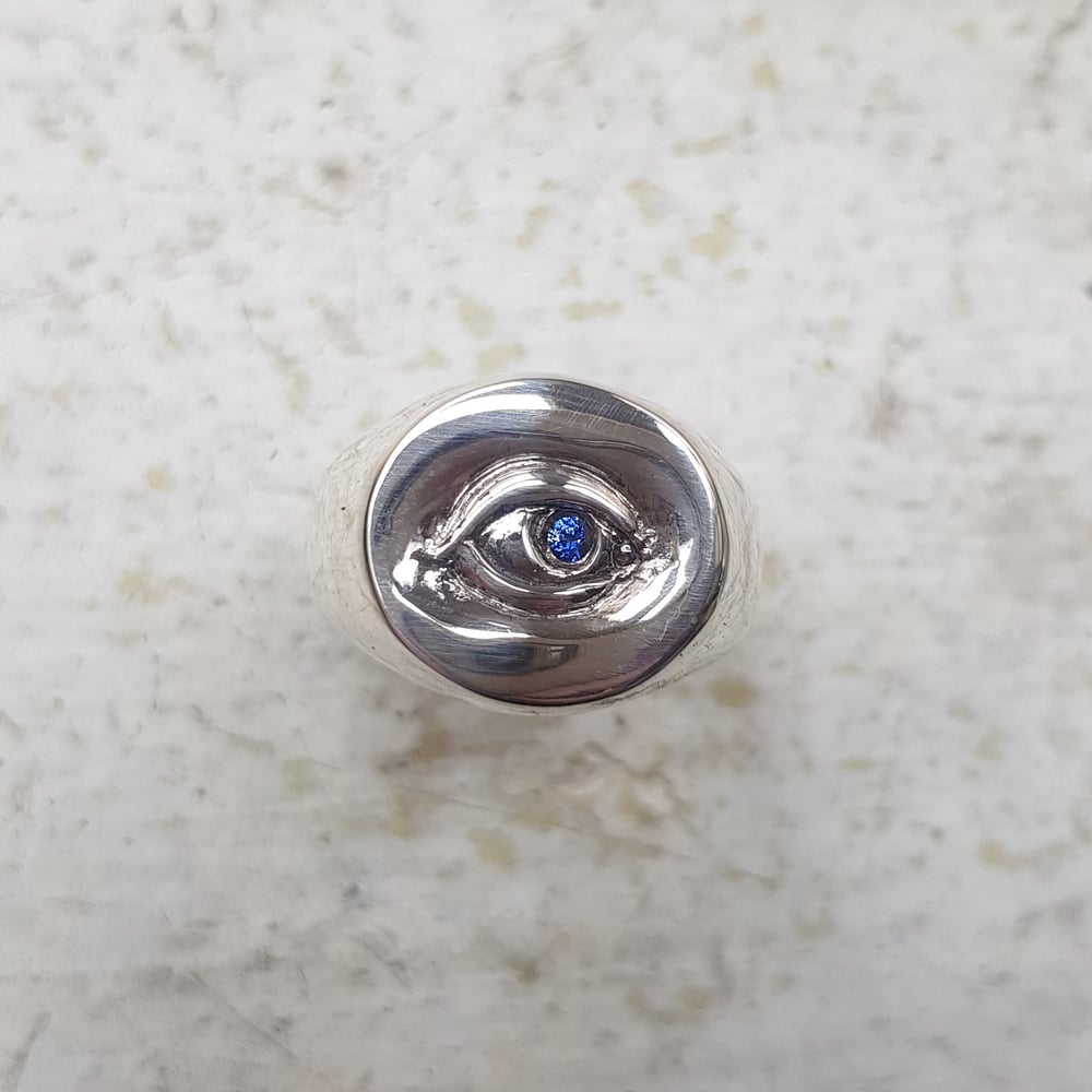 Image of  Not-So-Evil Eye Sapphire signet ring