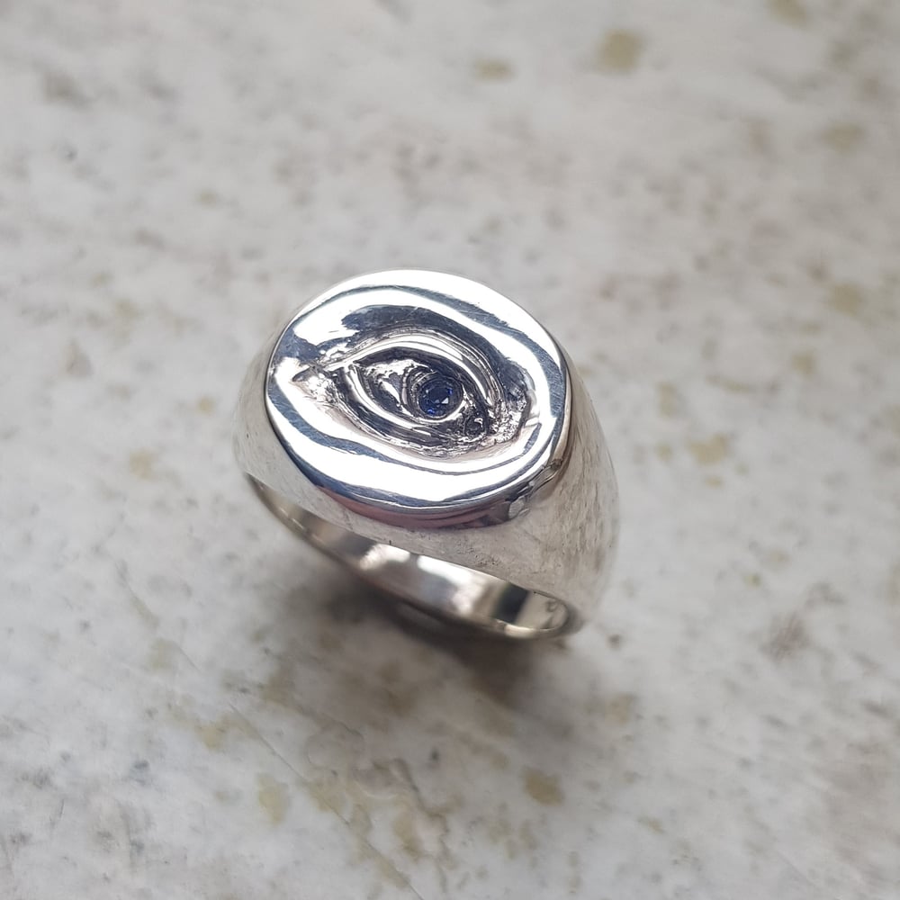Image of  Not-So-Evil Eye Sapphire signet ring