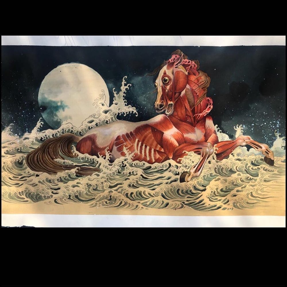 Image of SKINNED HORSE - CHEVAL ÉCORCHÉ -ORIGINAL PAINTING