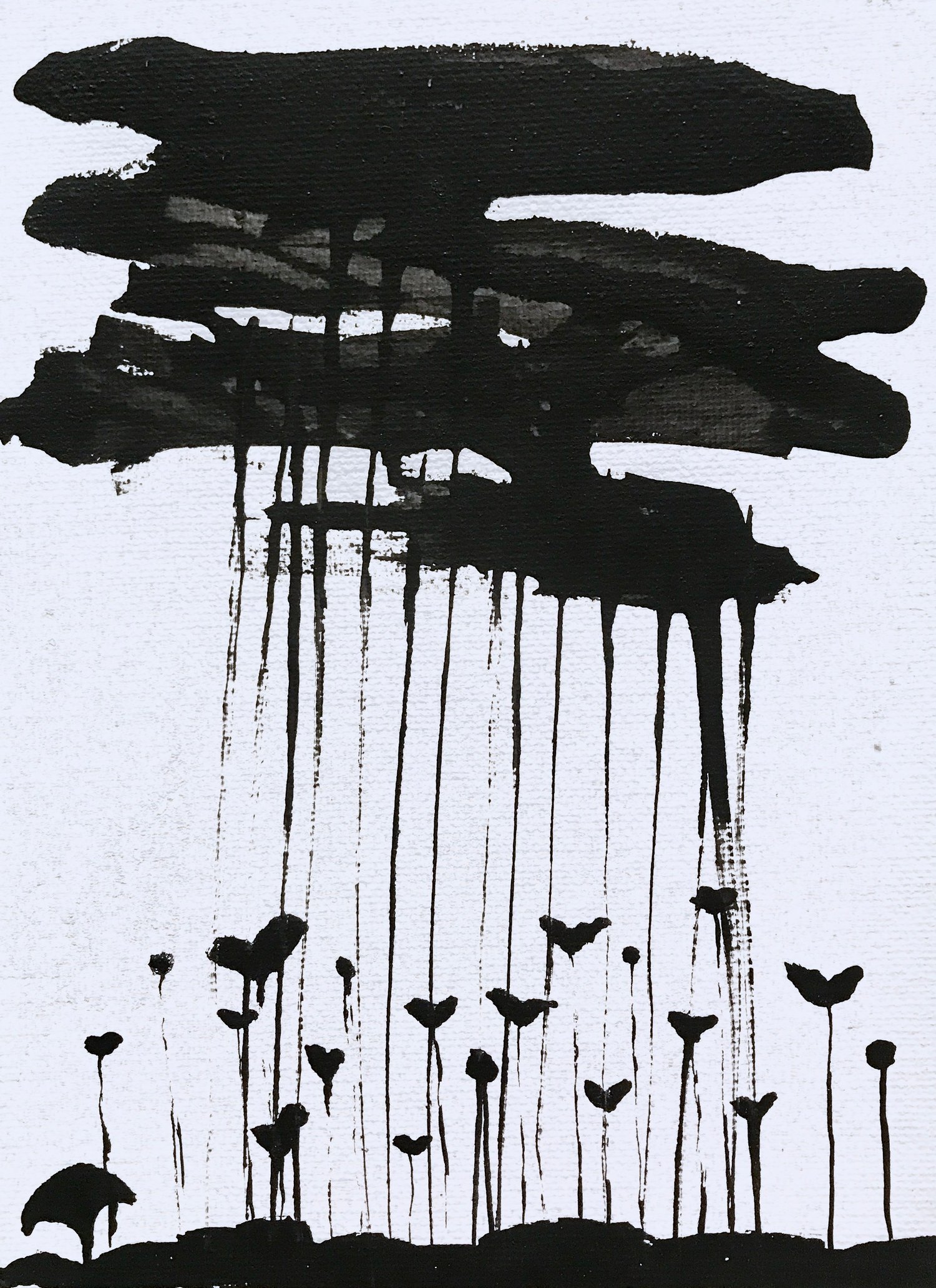 Anyádrajzol: Az eső pedig kell - akril, kasírozott vászon, 13x18 cm
