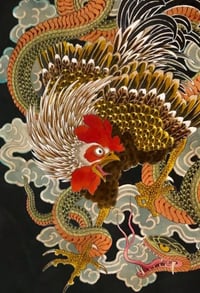 Image 2 of ROOSTER & SNAKE - COQ & SERPENT - ORIGINAL  PAINTING 
