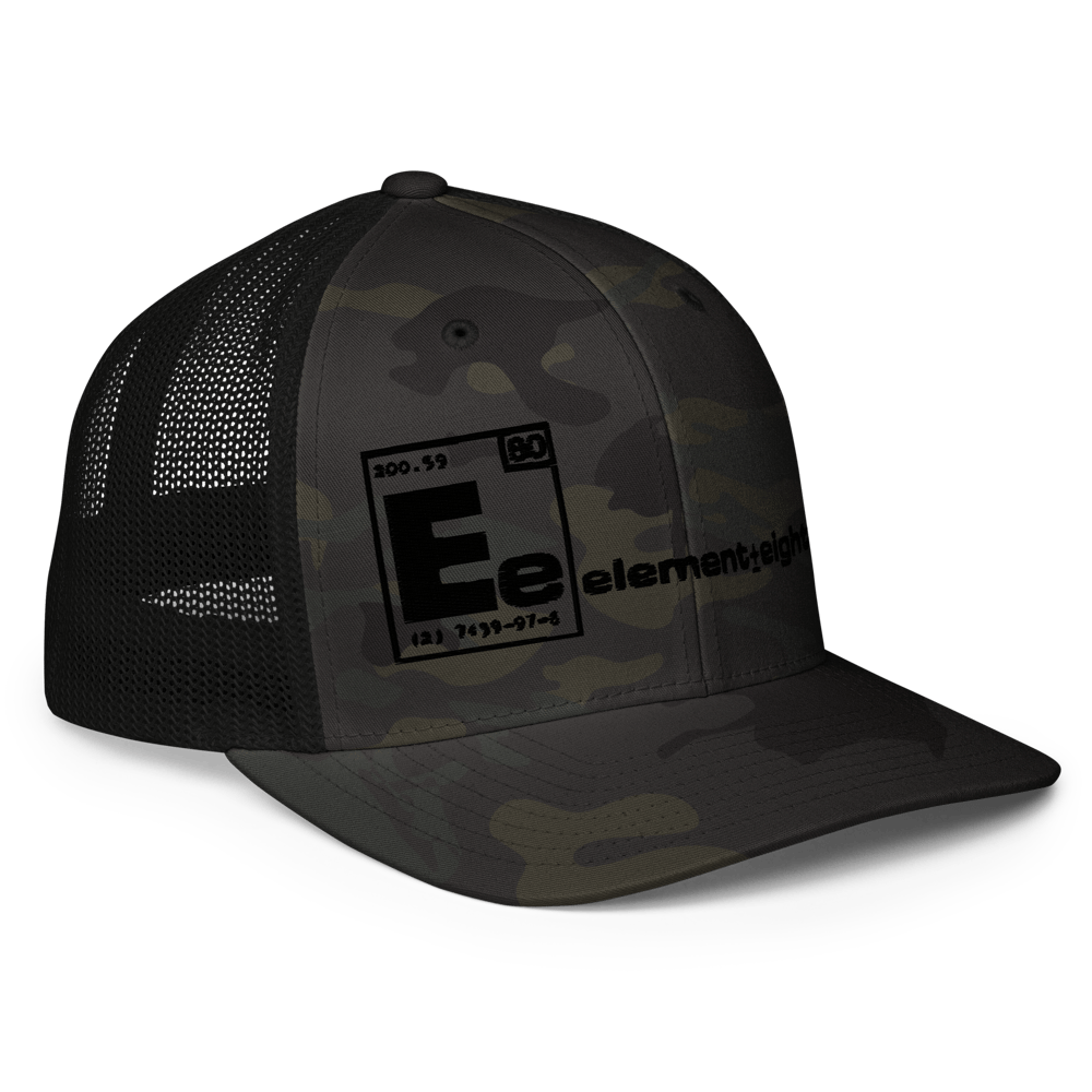 E80 Puff Logo Camo Closed-back trucker cap