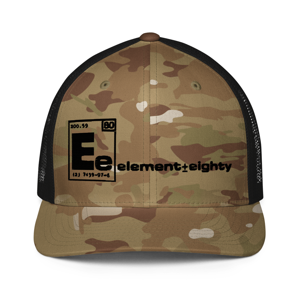 E80 Puff Logo Camo Closed-back trucker cap