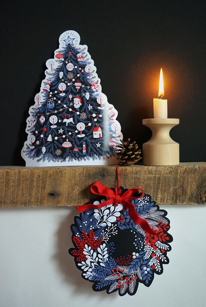 Image of Christmas Tree and Wreath Cut Out Decoration Set