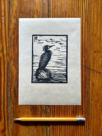 Image 1 of "Cormorant I", linocut on paper