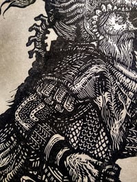 Image 3 of "Old Dragoon Knight", linocut on paper
