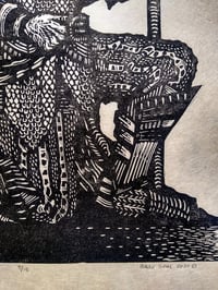 Image 4 of "Old Dragoon Knight", linocut on paper