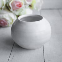 Image 1 of Round Modern Matte White Vase, Handcrafted Pottery Flower Vase Made in USA