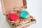 Image of Blue and Red Ornaments, wrapping christmas set of 2 tags