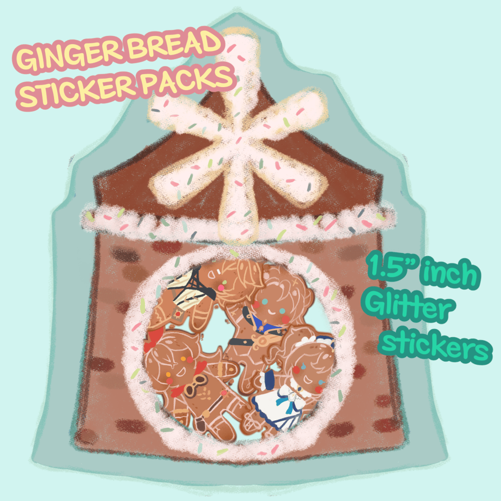 Image of Genshin Gingerbread Glitter Stickers