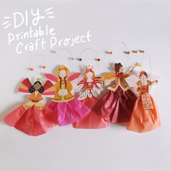 Image of Festive Ladies Printable Craft Project