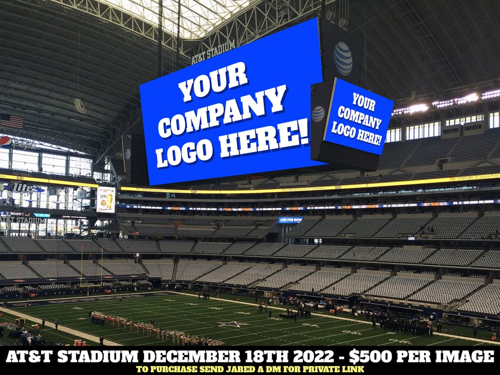 Image of AT&T Stadium Diamond Vision Jumbotron Screen Sponsor Spot 12/18/22