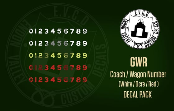 Image of GWR Number Decal Packs