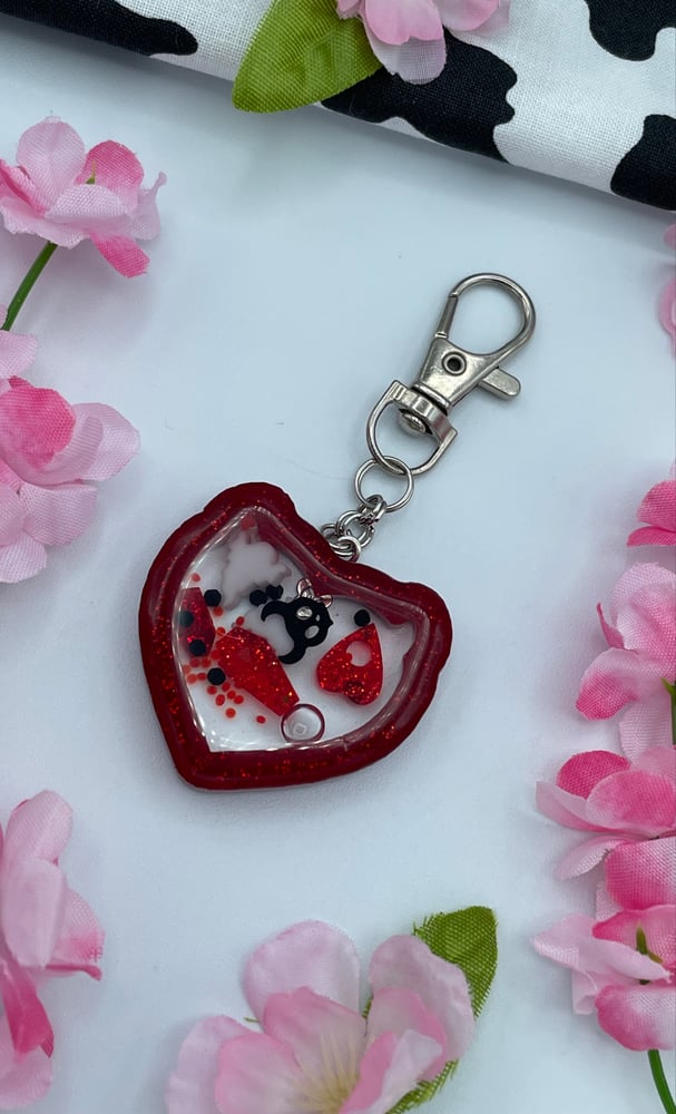 Image of Keychain - Red Devil Glitter ✨ oopsies ✨