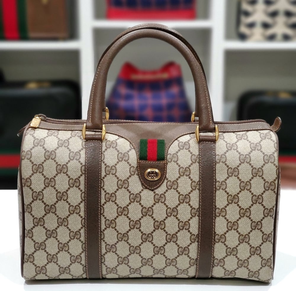 Image of Vtg. Gucci Brown Monogram Handbag 