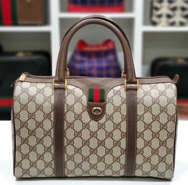 Image of Vtg. Gucci Brown Monogram Handbag 