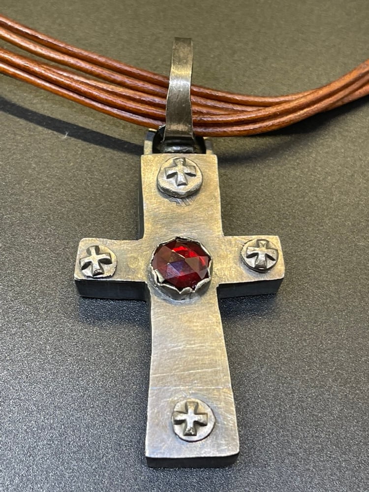 Image of Garnet Cross Necklace