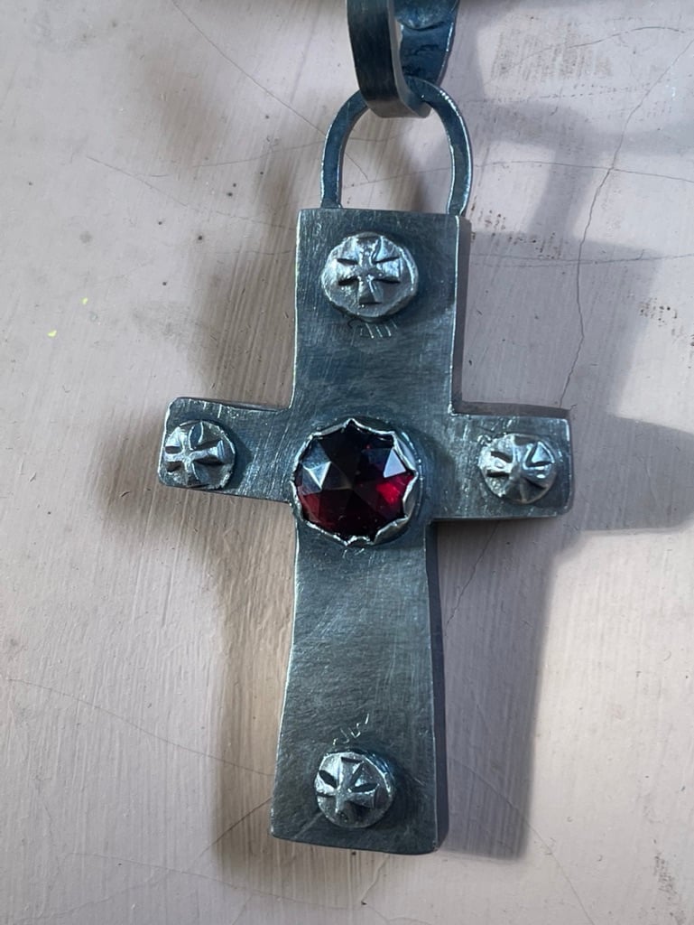 Image of Garnet Cross Necklace