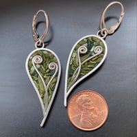 Image 2 of Fiddleheads in Leaves Earrings 