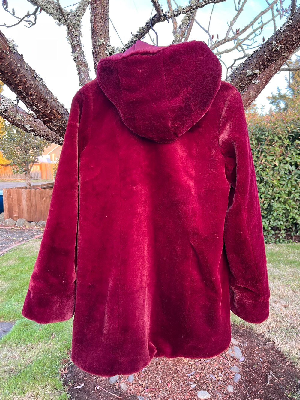 Reversible Burgundy Faux Fur Jacket (L)