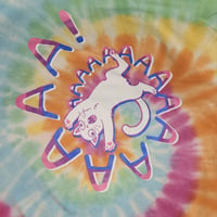 Image 1 of Screaming Cat Pastel Rainbow Tie Dye T Shirt